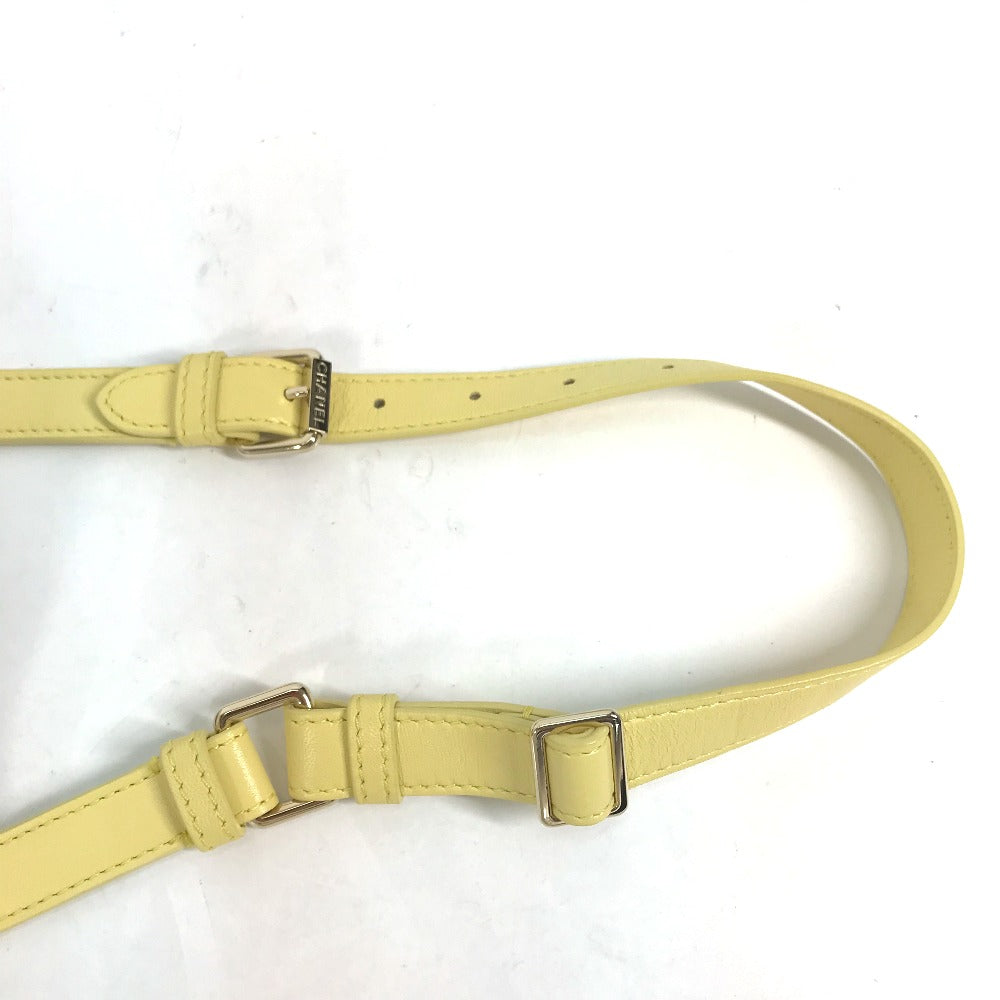 CHANEL A57832 Chain Belt Bag, Waist Pouch, CC Coco Mark, Crossbody Quilted Matelasse Lambskin, Yellow, Women's