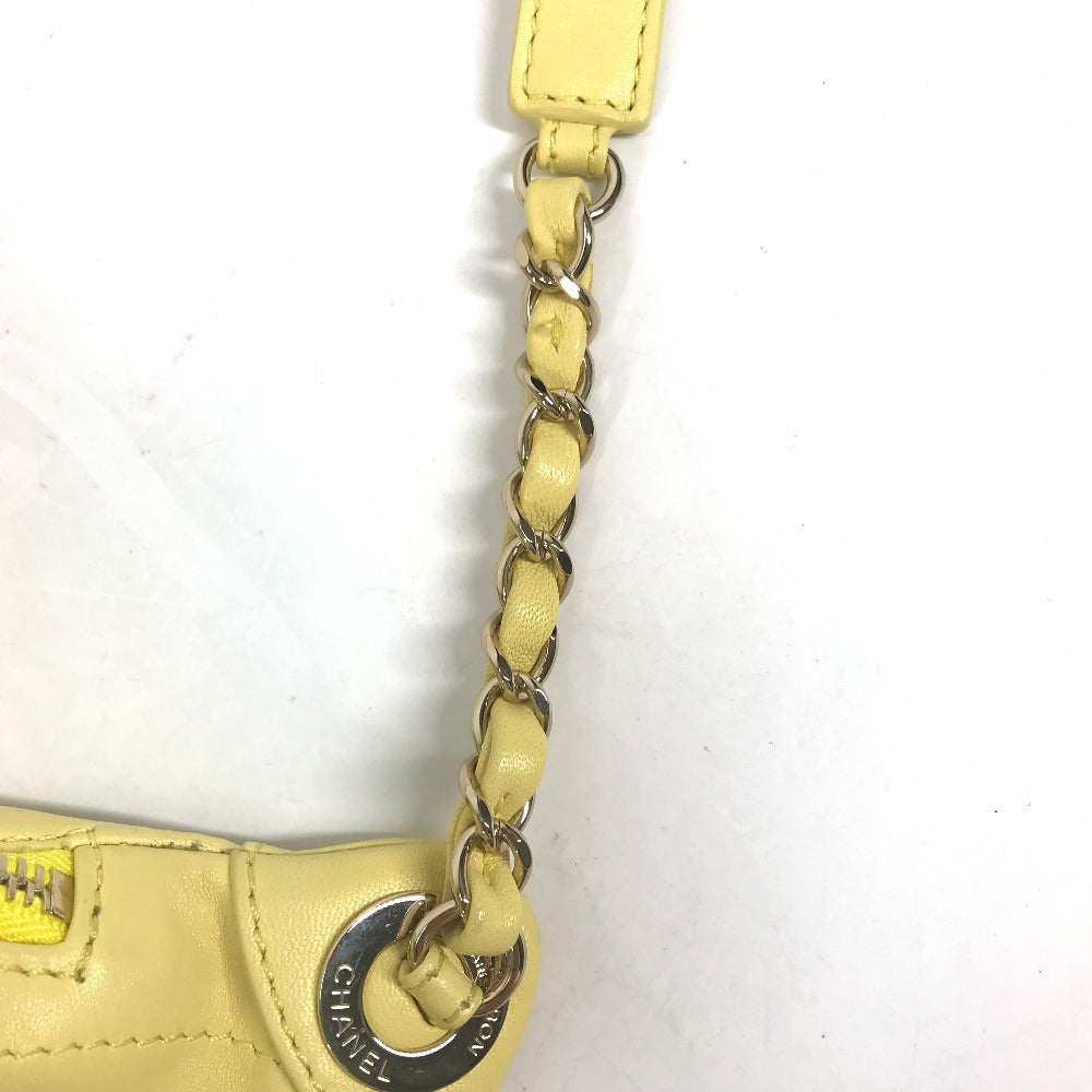 CHANEL A57832 Chain Belt Bag, Waist Pouch, CC Coco Mark, Crossbody Quilted Matelasse Lambskin, Yellow, Women's