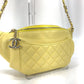 CHANEL A57832 Chain Belt Bag, Waist Pouch, CC Coco Mark, Crossbody Quilted Matelasse Lambskin, Yellow, Women's