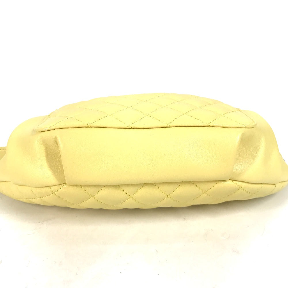 CHANEL A57832 Chain Belt Bag, Waist Pouch, CC Coco Mark, Crossbody Quilted Matelasse Lambskin, Yellow, Women's