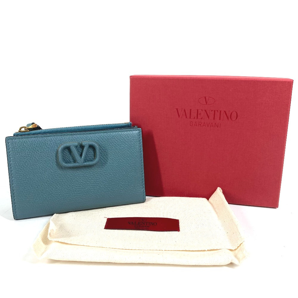 VALENTINO TW2P0T46RQR Vロゴ コンパクトウォレット 2つ折り財布 レザー メンズ ブルー