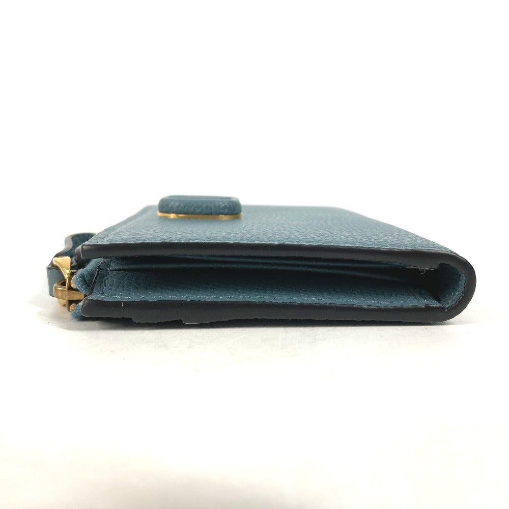 VALENTINO TW2P0T46RQR Vロゴ コンパクトウォレット 2つ折り財布 レザー メンズ ブルー