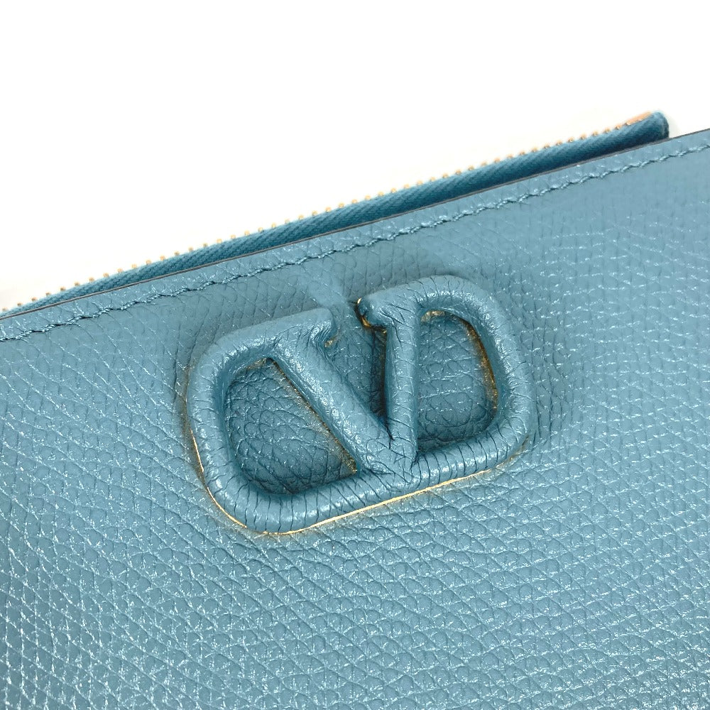 VALENTINO TW2P0T46RQR Vロゴ コンパクトウォレット 2つ折り財布 レザー メンズ ブルー