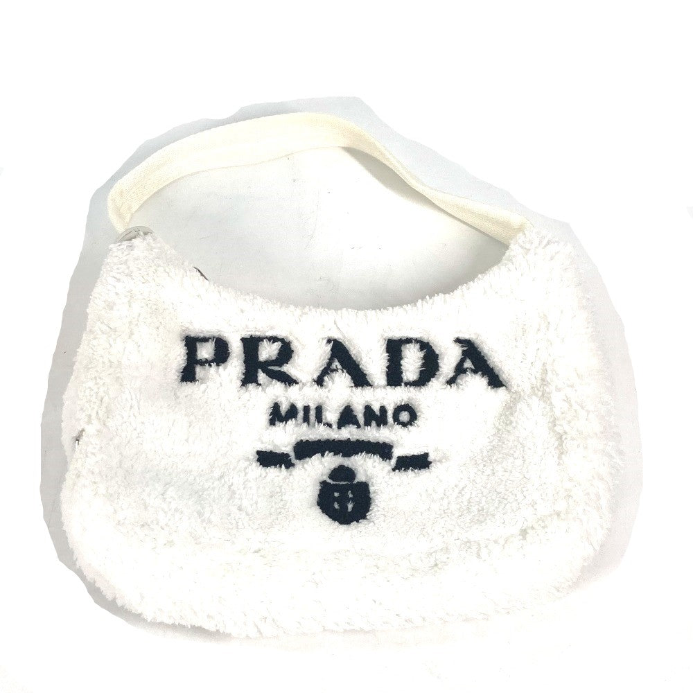PRADA 1NE515 テリー ミニ Re-Edition 2000 SPUGNA ロゴ カバン ハンドバッグ ショルダーバッグ 肩掛け トートバッグ ファブリック レディース ホワイト