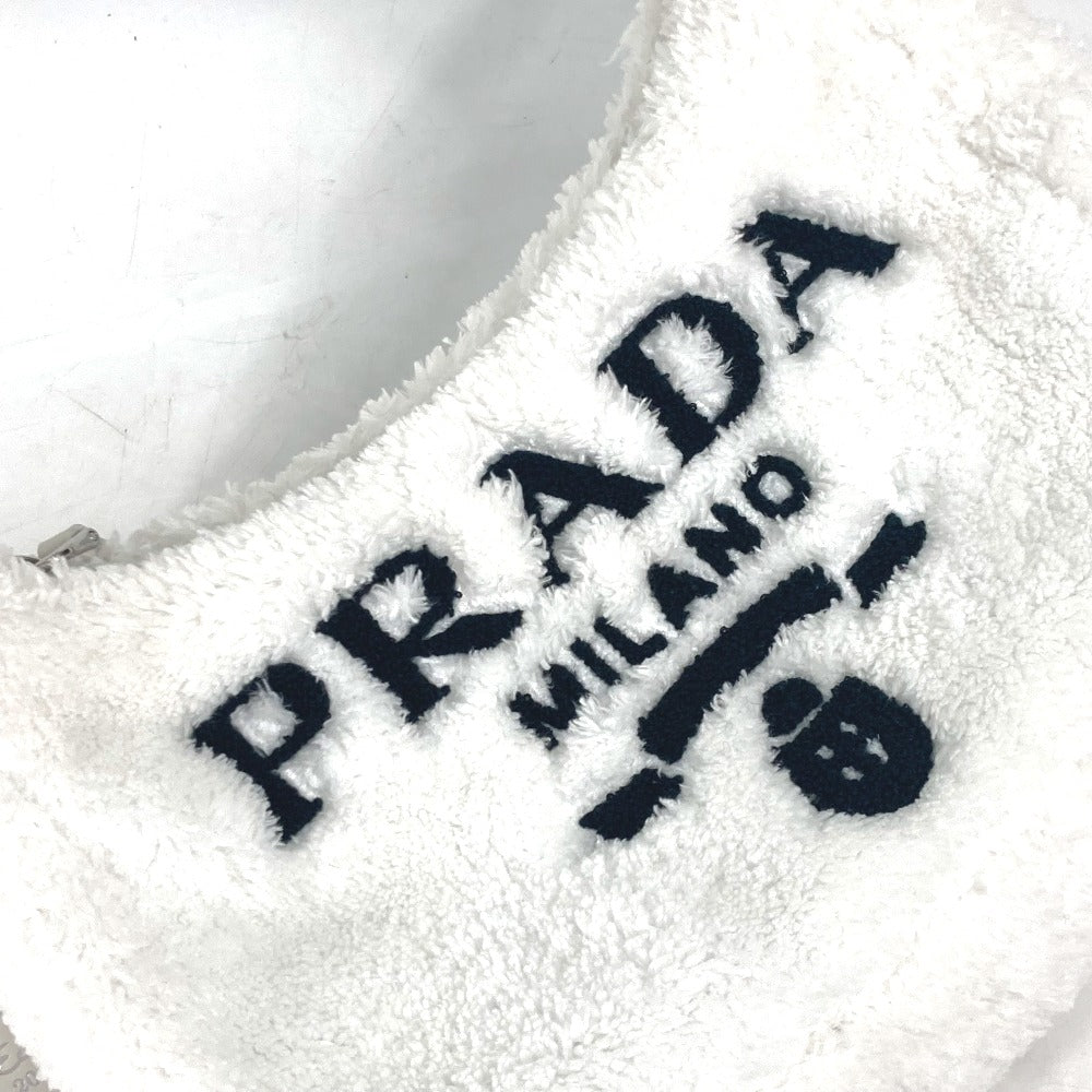 PRADA 1NE515 テリー ミニ Re-Edition 2000 SPUGNA ロゴ カバン ハンドバッグ ショルダーバッグ 肩掛け トートバッグ ファブリック レディース ホワイト
