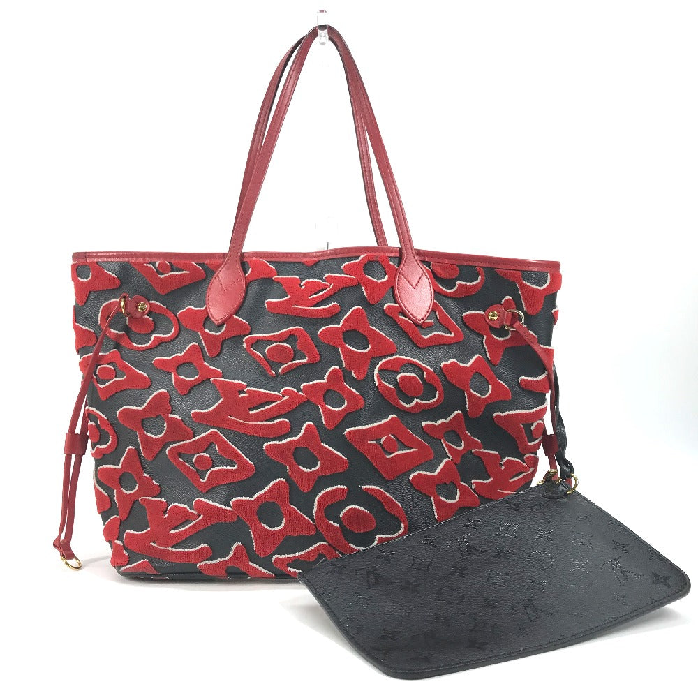 LOUIS VUITTON M45544 LVxUF ウルスフィッシャー ネヴァーフル MM カバン バッグ 肩掛け ショルダーバッグ ポーチ付き トートバッグ モノグラムタフタージュキャンバス レディース レッド