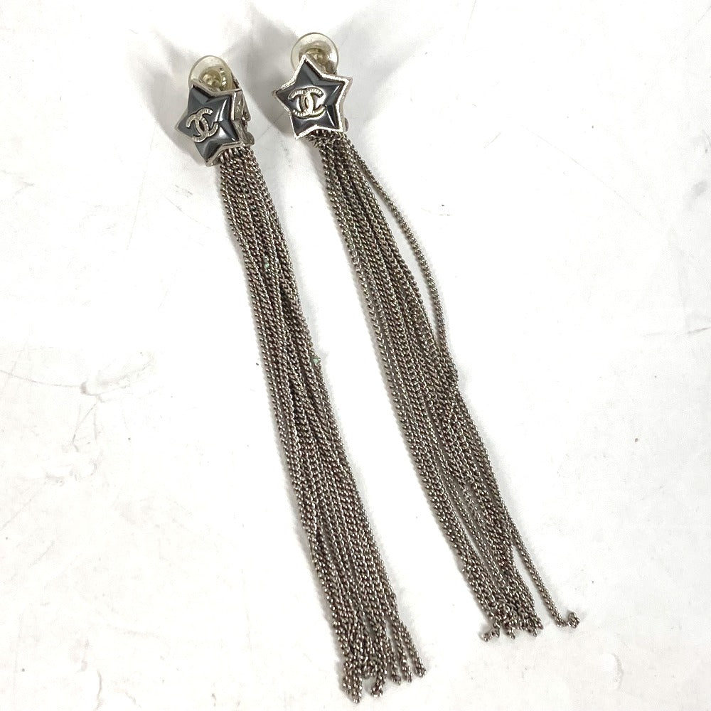 CHANEL A17B CC ココマーク スター 星 10連チェーン アクセサリー ロングピアス ピアス メタル メンズ シルバー
