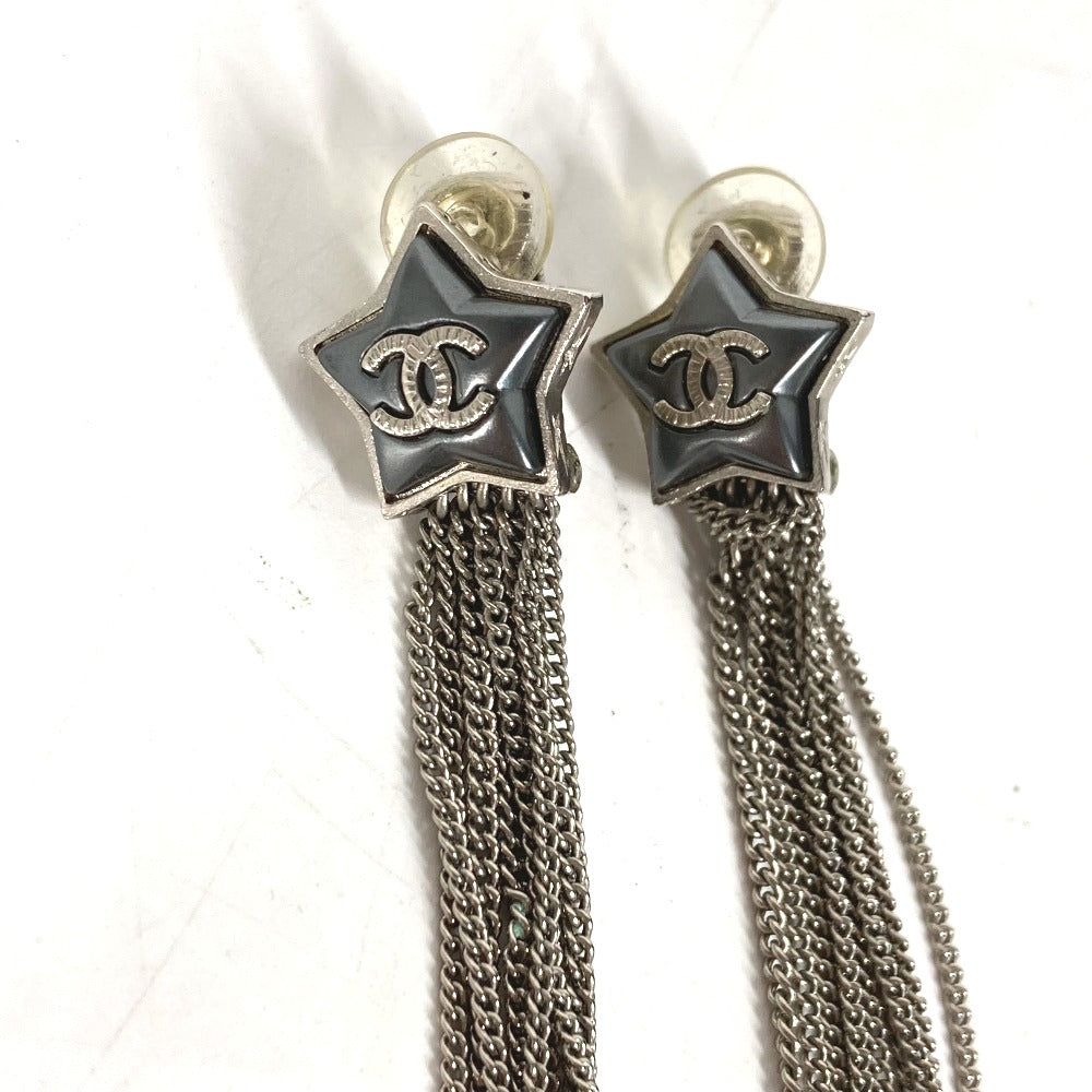 CHANEL A17B CC ココマーク スター 星 10連チェーン アクセサリー ロングピアス ピアス メタル メンズ シルバー