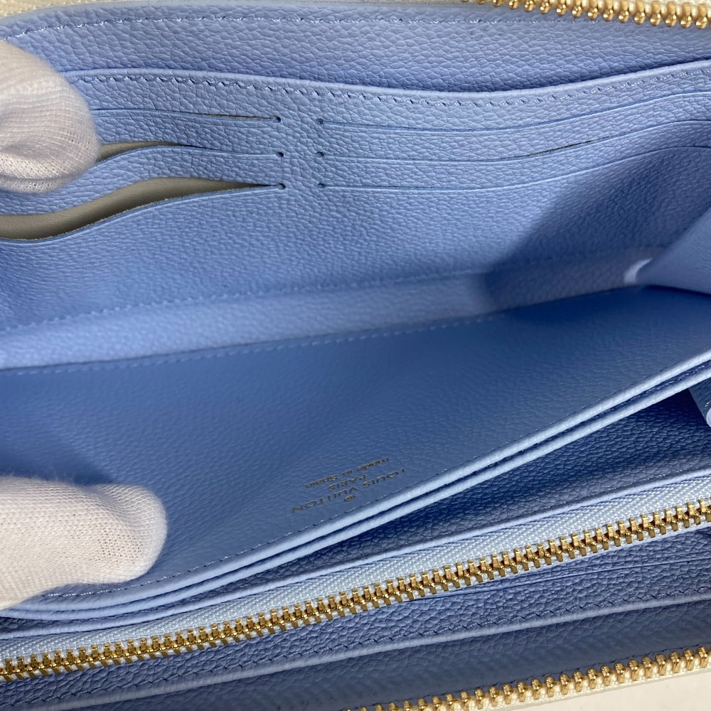LOUIS VUITTON M83308 モノグラムアンプラント ジッピーウォレット ラウンドファスナー 長財布 モノグラムアンプラントレザー レディース ラテホワイト/キャンディブルー ブルー