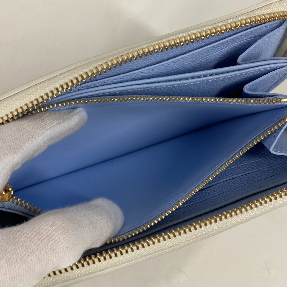 LOUIS VUITTON M83308 モノグラムアンプラント ジッピーウォレット ラウンドファスナー 長財布 モノグラムアンプラントレザー レディース ラテホワイト/キャンディブルー ブルー