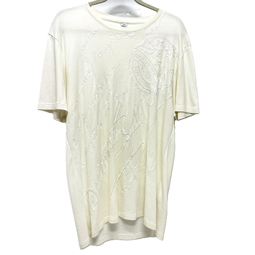 Berluti オールオーバー 刺繍スクリット Tシャツ アパレル トップス 半袖Ｔシャツ コットン メンズ ホワイト