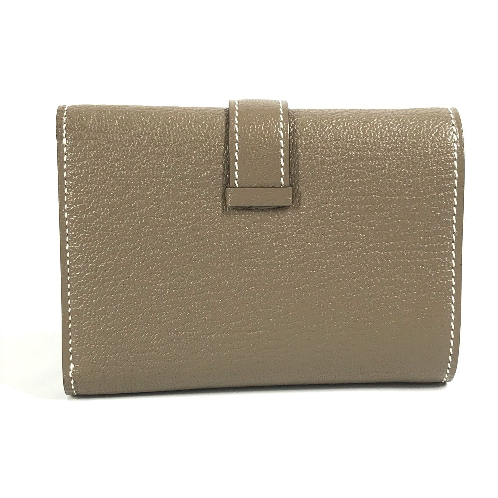 HERMES ベアン コンビネ コンパクトウォレット 財布 3つ折り財布 シェーブル レディース エトゥープ ゴールド金具