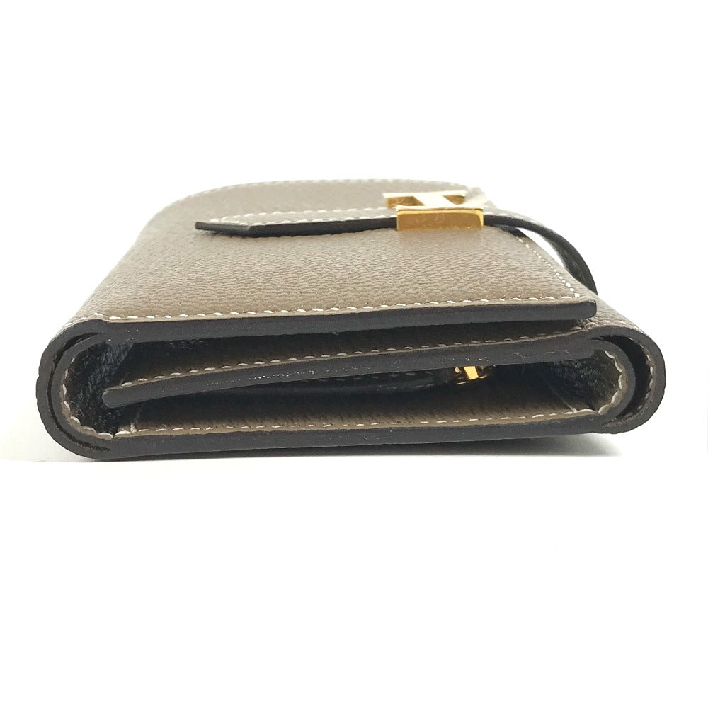 HERMES ベアン コンビネ コンパクトウォレット 財布 3つ折り財布 シェーブル レディース エトゥープ ゴールド金具