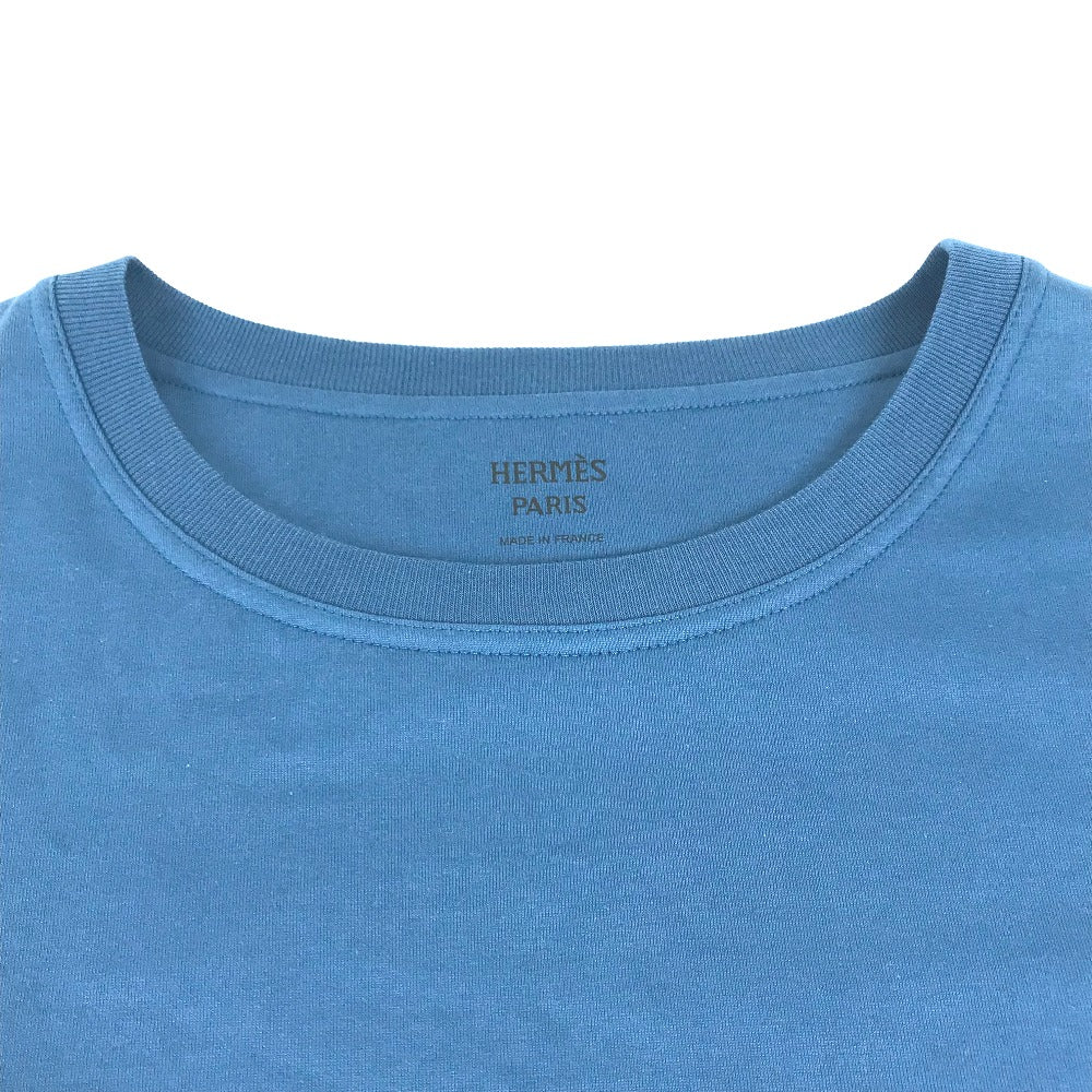HERMES アパレル トップス 半袖 刺繍入りポケット アパレル 半袖Ｔシャツ コットン レディース ブルー