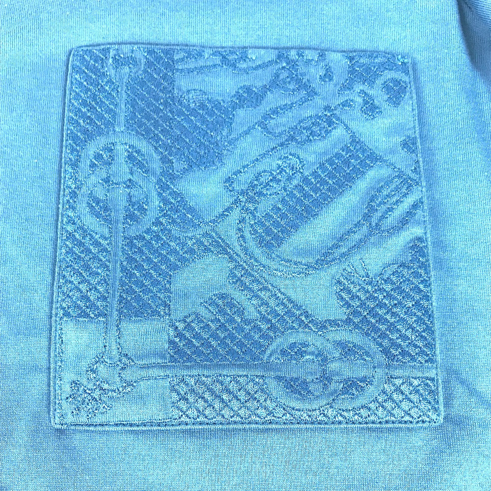 HERMES アパレル トップス 半袖 刺繍入りポケット アパレル 半袖Ｔシャツ コットン レディース ブルー