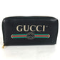 GUCCI 496317 ロゴ ロングウォレット ラウンドファスナー 長財布 レザー メンズ ブラック
