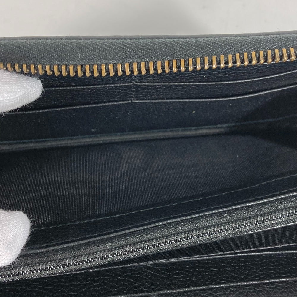 GUCCI 496317 ロゴ ロングウォレット ラウンドファスナー 長財布 レザー メンズ ブラック