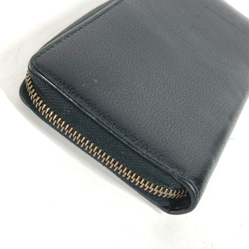 GUCCI 496317 ロゴ ロングウォレット ラウンドファスナー 長財布 レザー メンズ ブラック