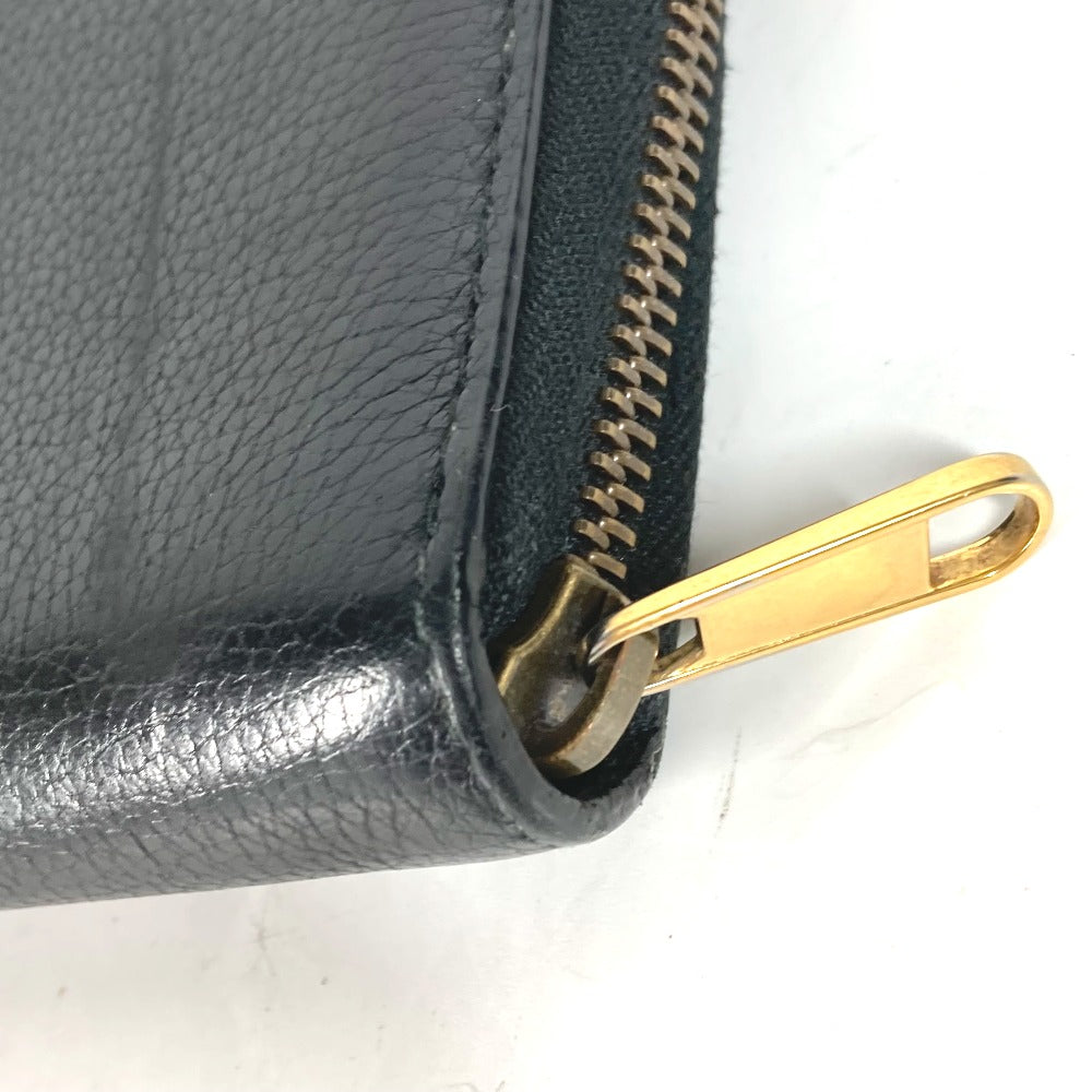 GUCCI 496317 ロゴ ロングウォレット ラウンドファスナー 長財布 レザー メンズ ブラック