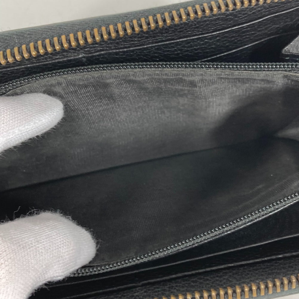 GUCCI 496317 ロゴ ロングウォレット ラウンドファスナー 長財布 レザー メンズ ブラック