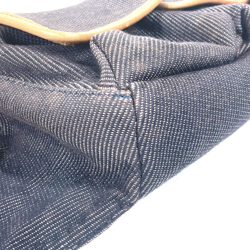 FENDI デニム レインボー ロゴ FF クロス ショルダーバッグ カバン ボディバッグ レザー/キャンバス レディース ブルー