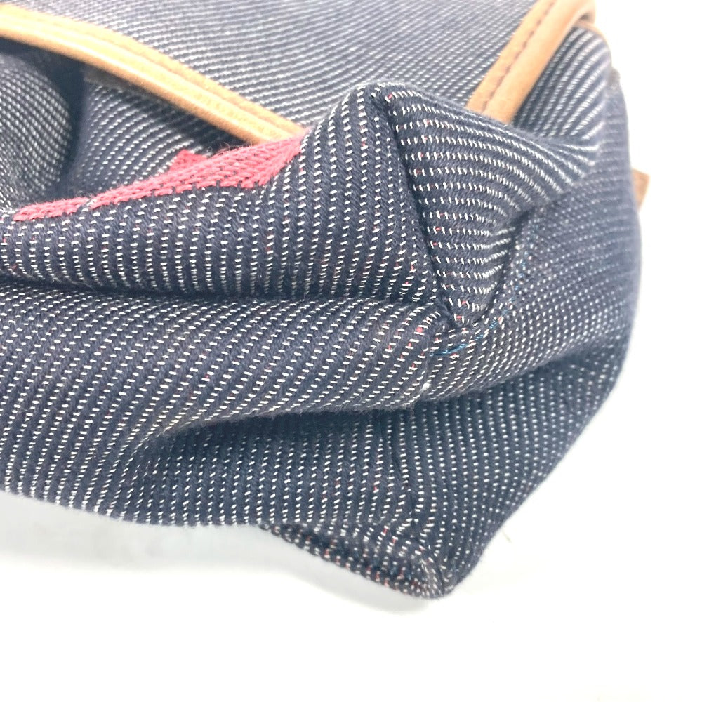FENDI デニム レインボー ロゴ FF クロス ショルダーバッグ カバン ボディバッグ レザー/キャンバス レディース ブルー