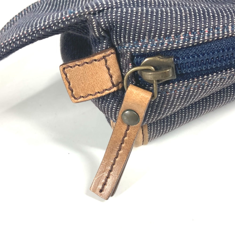 FENDI デニム レインボー ロゴ FF クロス ショルダーバッグ カバン ボディバッグ レザー/キャンバス レディース ブルー