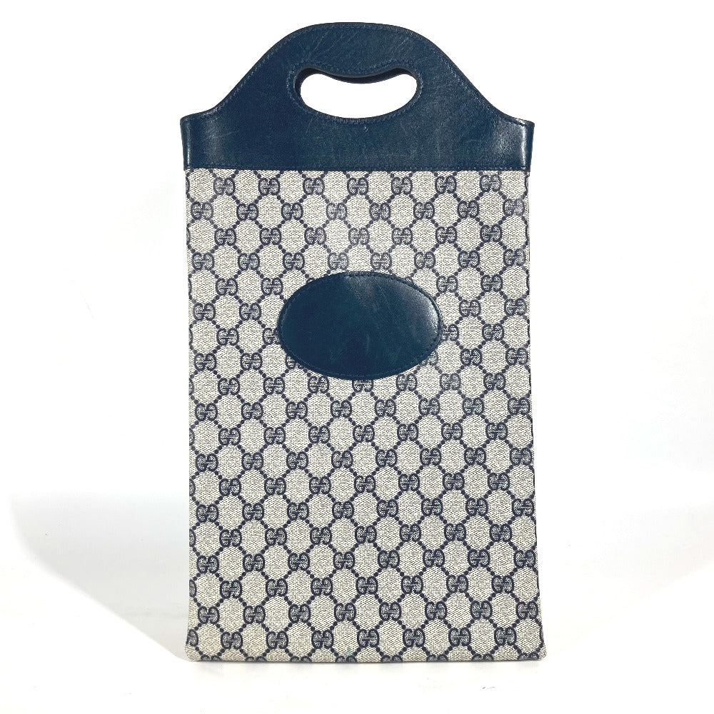 GUCCI オールドグッチ GGプラス カバン クラッチバッグ ハンドバッグ PVC/レザー レディース ネイビー