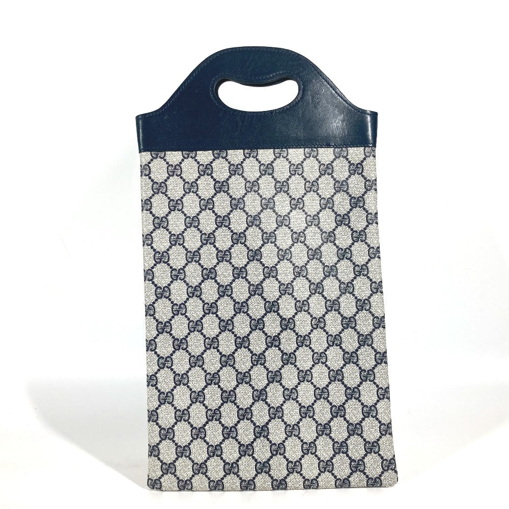 GUCCI オールドグッチ GGプラス カバン クラッチバッグ ハンドバッグ PVC/レザー レディース ネイビー