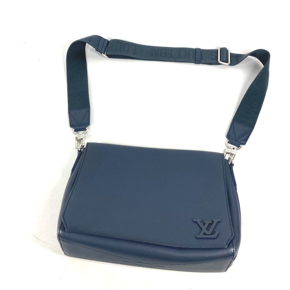 LOUIS VUITTON M21363 LV アエログラム テイクオフ メッセンジャー 斜め掛け カバン フラップ ショルダーバッグ レザー レディース ネイビー