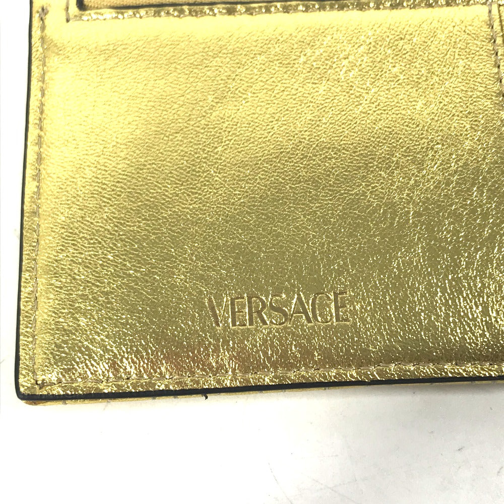 VERSACE キーリング付き ヴィセトス Vロゴ フラグメントケース 財布 小銭入れ コインケース レザー レディース ゴールド