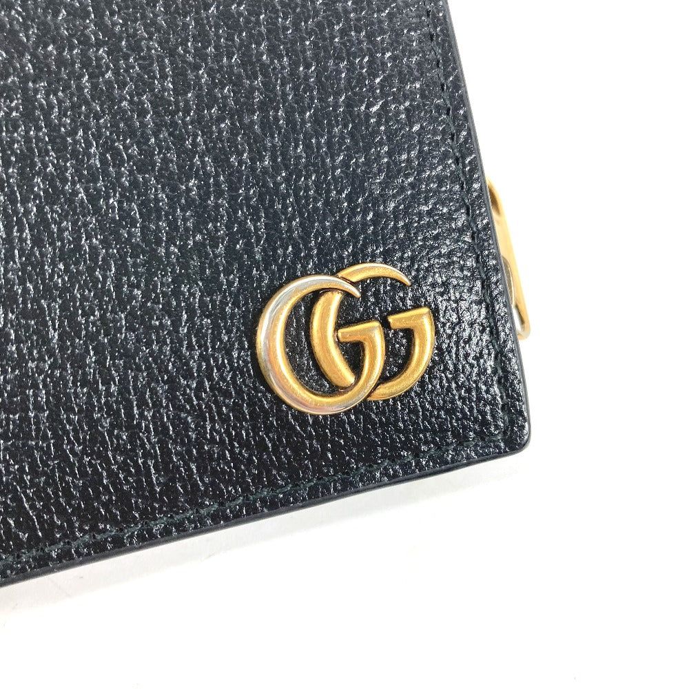 GUCCI 760223 ダブルG ロング ウォレット コンパクトウォレット 2つ折り財布 レザー レディース ブラック