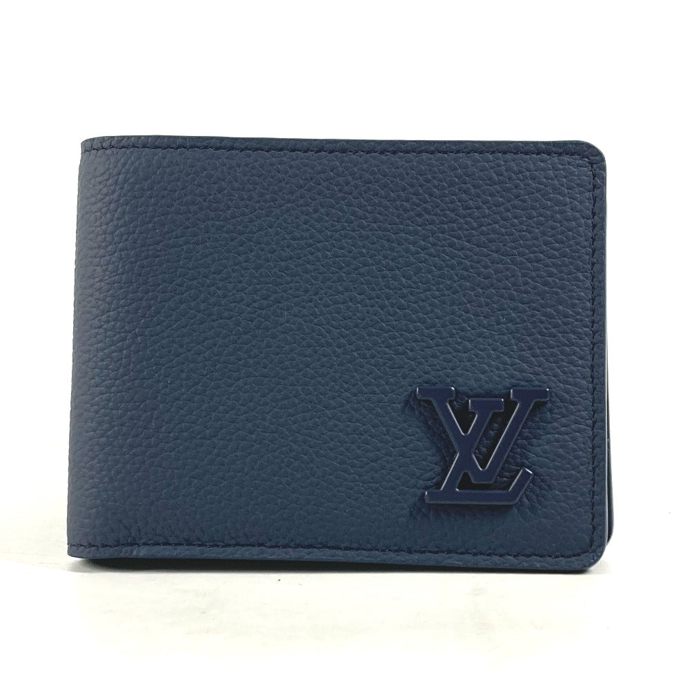 LOUIS VUITTON M81822 LV アエロ ポルトフォイユ・ミュルティプル コンパクトウォレット 2つ折り財布 レザー メンズ マリーヌ ネイビー