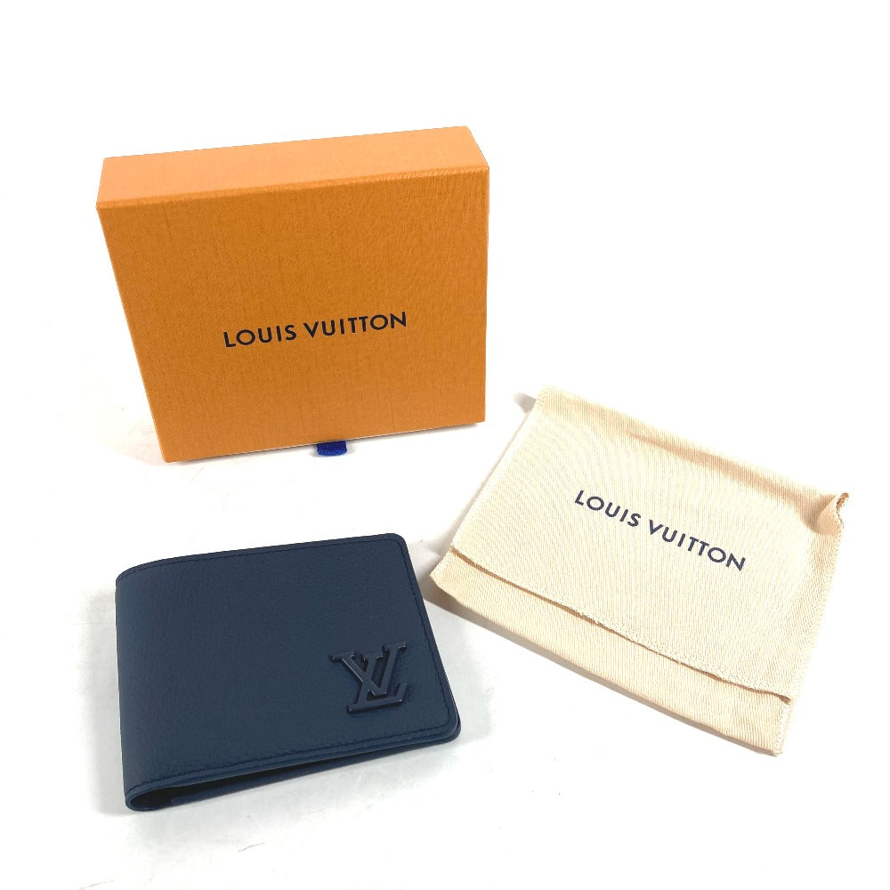 LOUIS VUITTON M81822 LV アエロ ポルトフォイユ・ミュルティプル コンパクトウォレット 2つ折り財布 レザー メンズ マリーヌ ネイビー