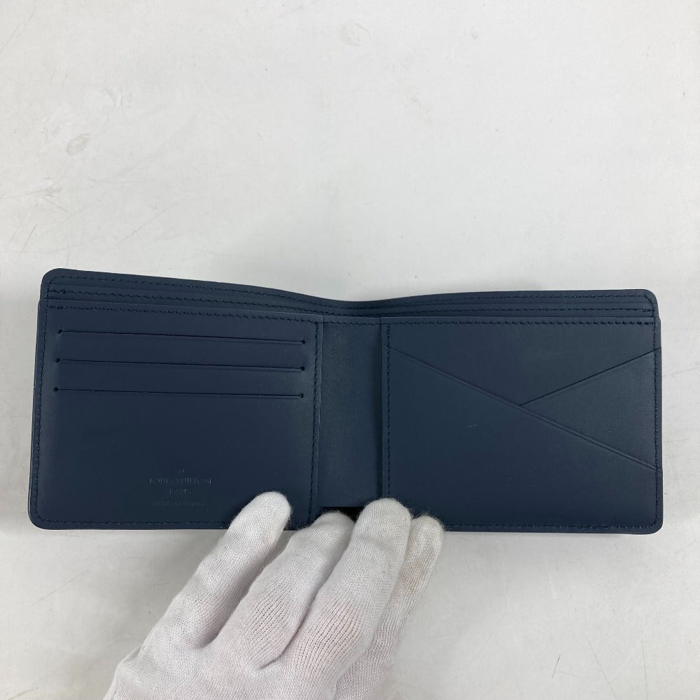 LOUIS VUITTON M81822 LV アエロ ポルトフォイユ・ミュルティプル コンパクトウォレット 2つ折り財布 レザー メンズ マリーヌ ネイビー