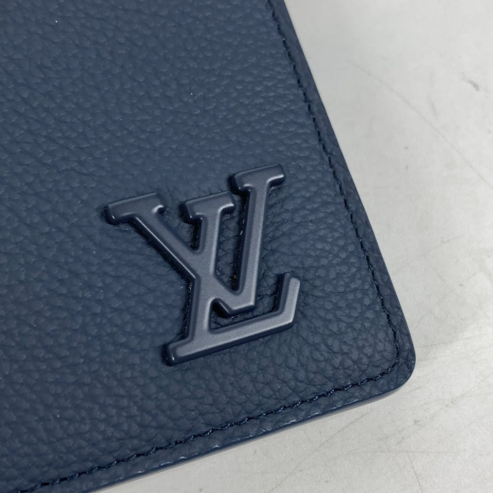 LOUIS VUITTON M81822 LV アエロ ポルトフォイユ・ミュルティプル コンパクトウォレット 2つ折り財布 レザー メンズ マリーヌ ネイビー
