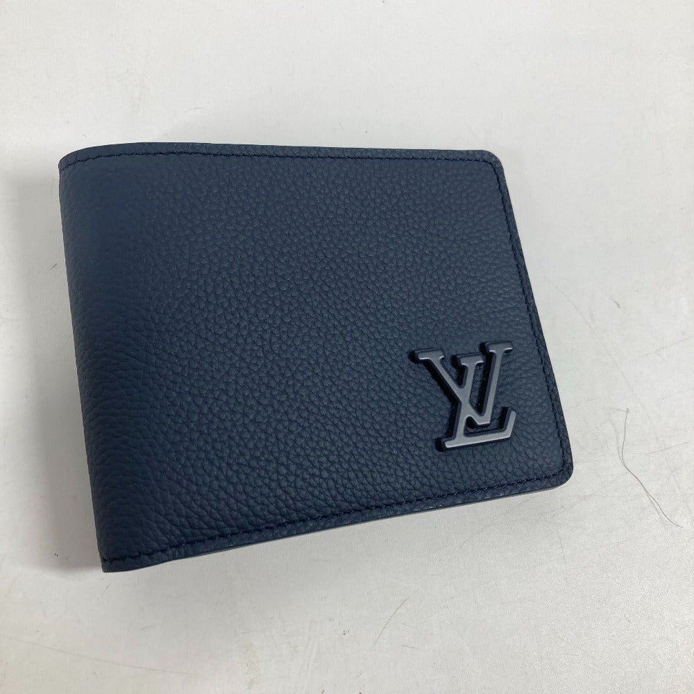 LOUIS VUITTON M81822 LV アエロ ポルトフォイユ・ミュルティプル コンパクトウォレット 2つ折り財布 レザー メンズ マリーヌ ネイビー