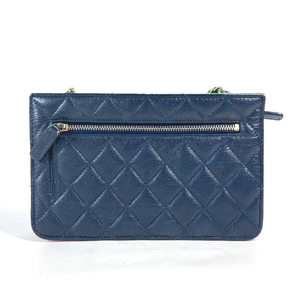 CHANEL AP1138 2020クルーズ トリコロールカラー チェーンウォレット CC ココマーク カバン ショルダーバッグ 斜め掛け ポシェット 長財布 キャビアスキン レディース ネイビー