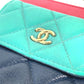 CHANEL AP1138 2020クルーズ トリコロールカラー チェーンウォレット CC ココマーク カバン ショルダーバッグ 斜め掛け ポシェット 長財布 キャビアスキン レディース ネイビー