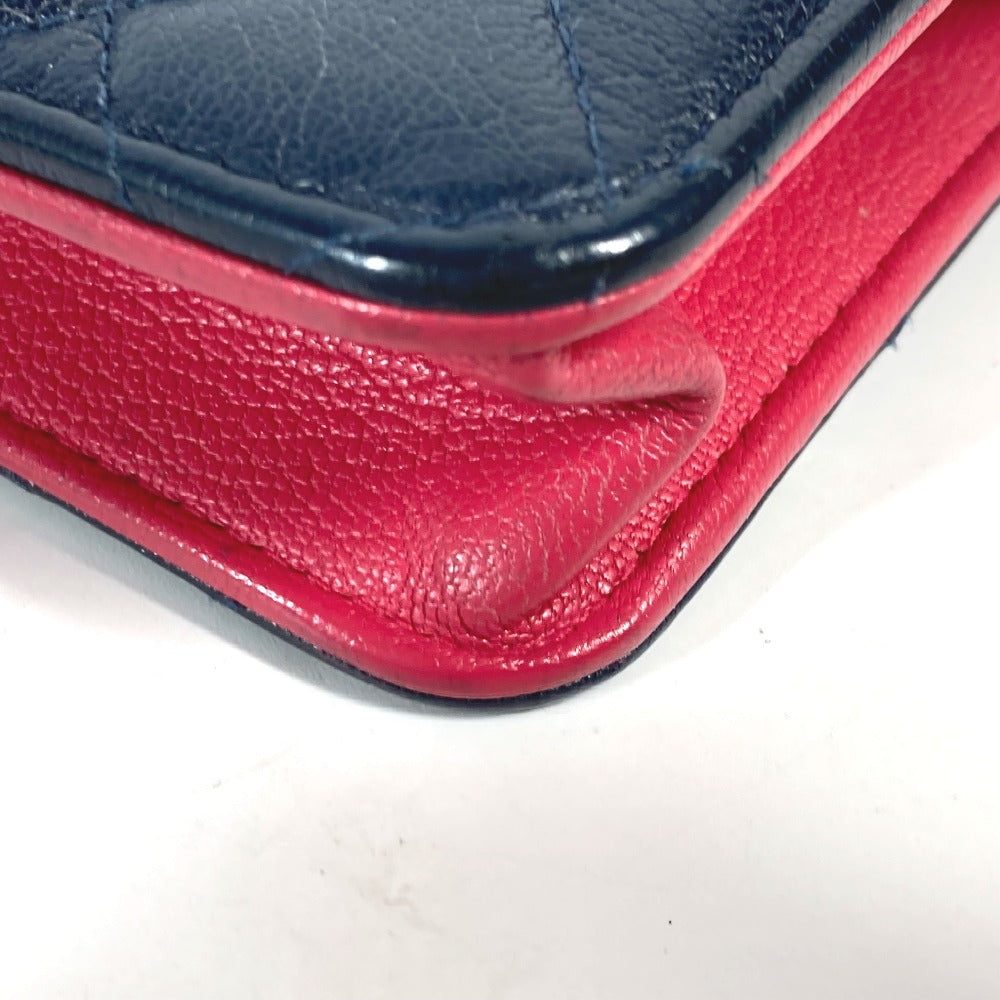CHANEL AP1138 2020クルーズ トリコロールカラー チェーンウォレット CC ココマーク カバン ショルダーバッグ 斜め掛け ポシェット 長財布 キャビアスキン レディース ネイビー