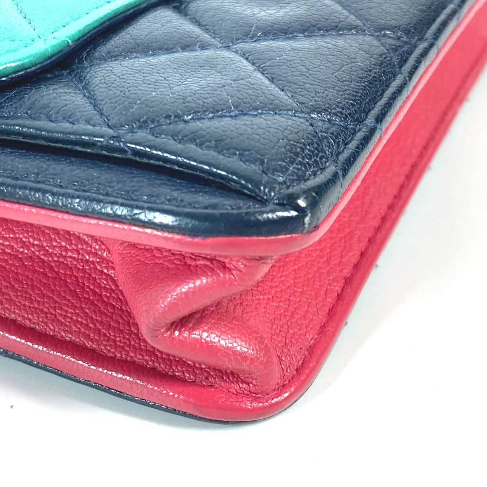 CHANEL AP1138 2020クルーズ トリコロールカラー チェーンウォレット CC ココマーク カバン ショルダーバッグ 斜め掛け ポシェット 長財布 キャビアスキン レディース ネイビー