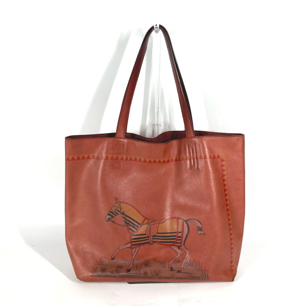 HERMES リバーシブル ドゥーブルセンス 45 シュバル 馬 ショルダーバッグ カバン 肩掛け トートバッグ レザー レディース ブラウン