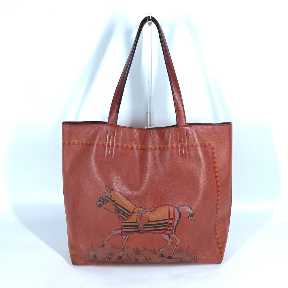 HERMES リバーシブル ドゥーブルセンス 45 シュバル 馬 ショルダーバッグ カバン 肩掛け トートバッグ レザー レディース ブラウン