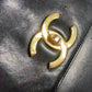 CHANEL Vintage CC Coco Mark Double Chain Shoulder Bag Big Coco Lambskin Black