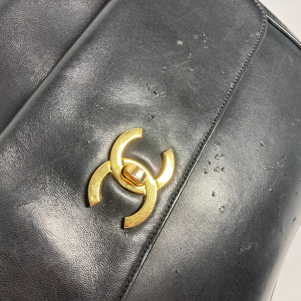 CHANEL Vintage CC Coco Mark Double Chain Shoulder Bag Big Coco Lambskin Black