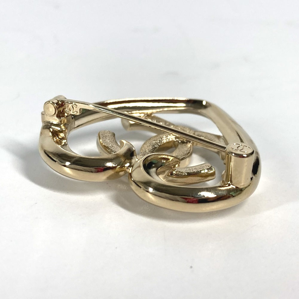 CHANEL P23C CC ココマーク ハート ラインストーン アクセサリー ブローチ メタル レディース ゴールド