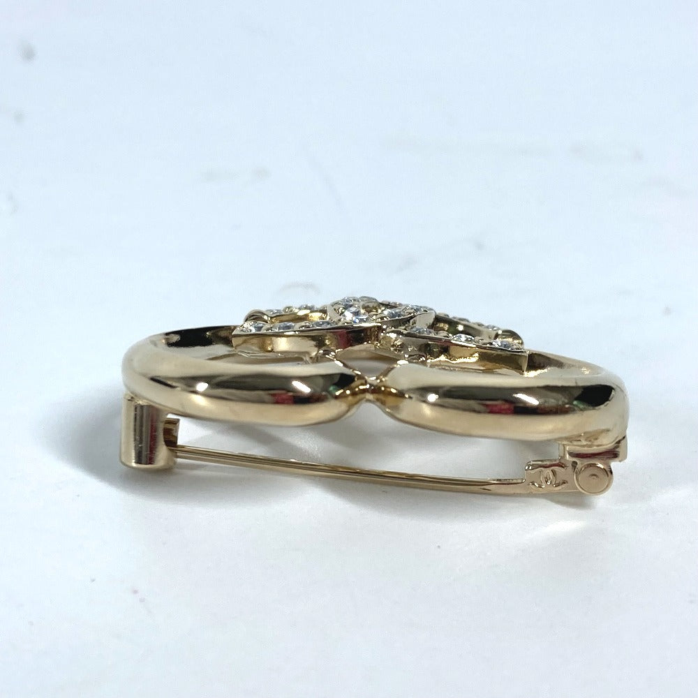 CHANEL P23C CC ココマーク ハート ラインストーン アクセサリー ブローチ メタル レディース ゴールド