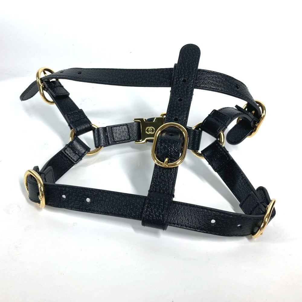 GUCCI 692963 GG スモール ペット ハーネス 犬 グッズ お散歩 ワンちゃん ドッグ DOG 雑貨 レザー ユニセックス ブラック