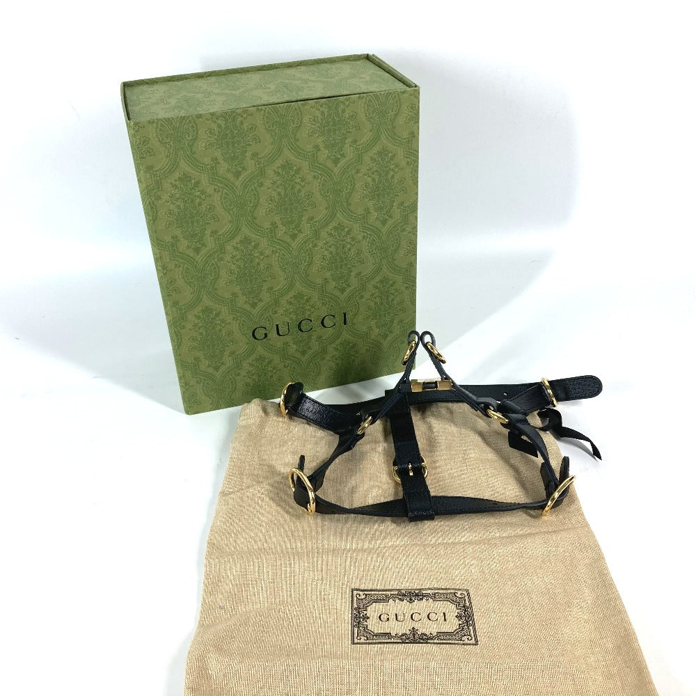 GUCCI 692963 GG スモール ペット ハーネス 犬 グッズ お散歩 ワンちゃん ドッグ DOG 雑貨 レザー ユニセックス ブラック