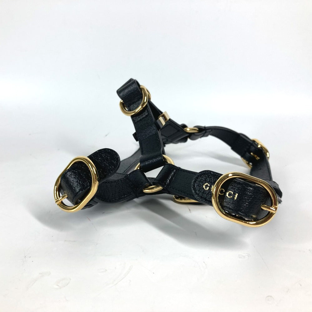 GUCCI 692963 GG スモール ペット ハーネス 犬 グッズ お散歩 ワンちゃん ドッグ DOG 雑貨 レザー ユニセックス ブラック